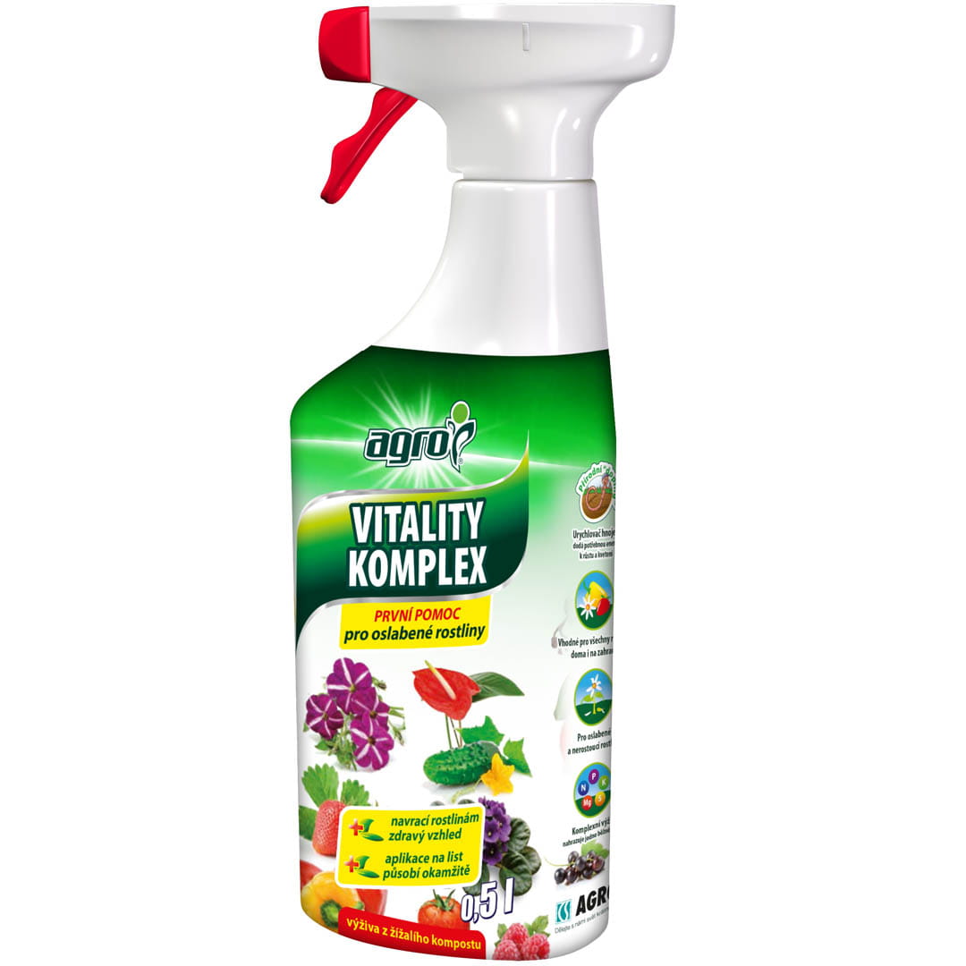 Kvapalné hnojivo vitality komplex univerzál v spreji agro 0,5l | záhradníctvo garden team Kvapalné hnojivo vitality komplex univerzál v spreji agro 05l