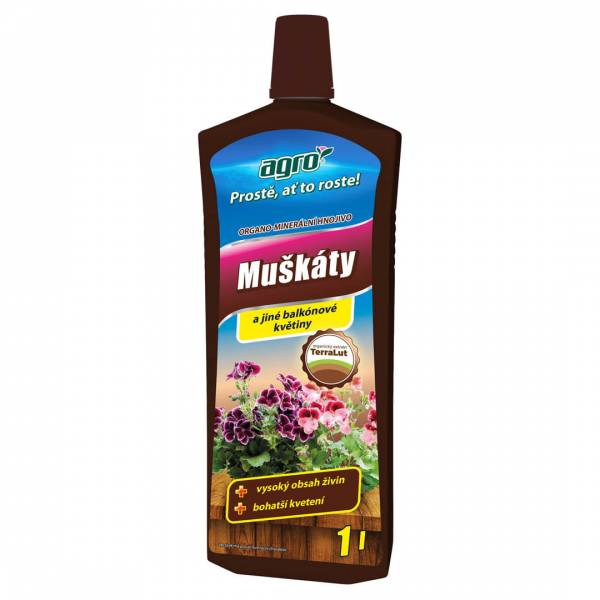 Kvapalné hnojivo OM Muškáty a iné balkónové kvety Agro 1l