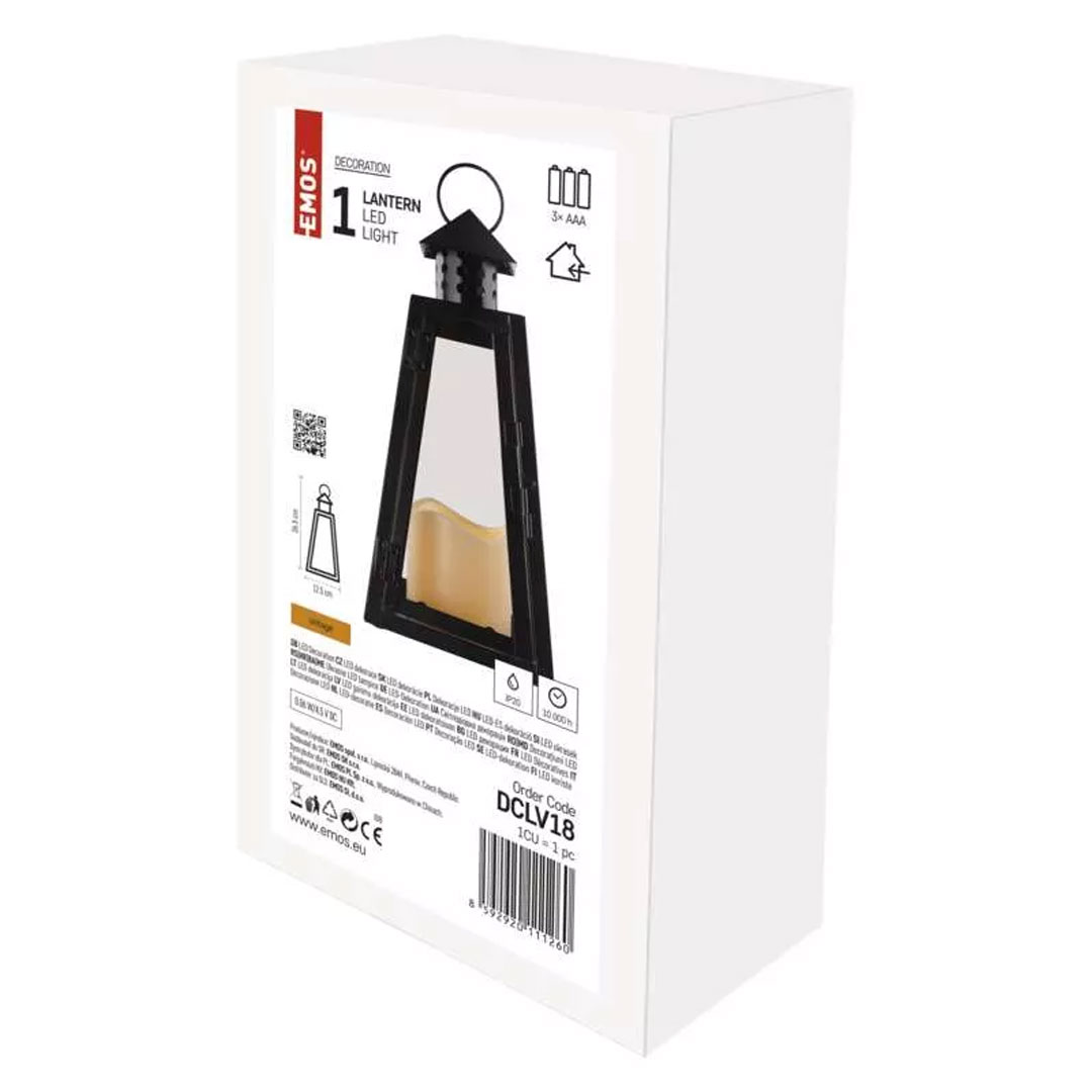 Led dekorácia lampáš čierny vnútorný, hranatý, vo vzhľade vintage 3x aaa | záhradníctvo garden team Led dekorácia lampáš čierny vnútorný hranatý vo vzhľade vintage 3x aaa