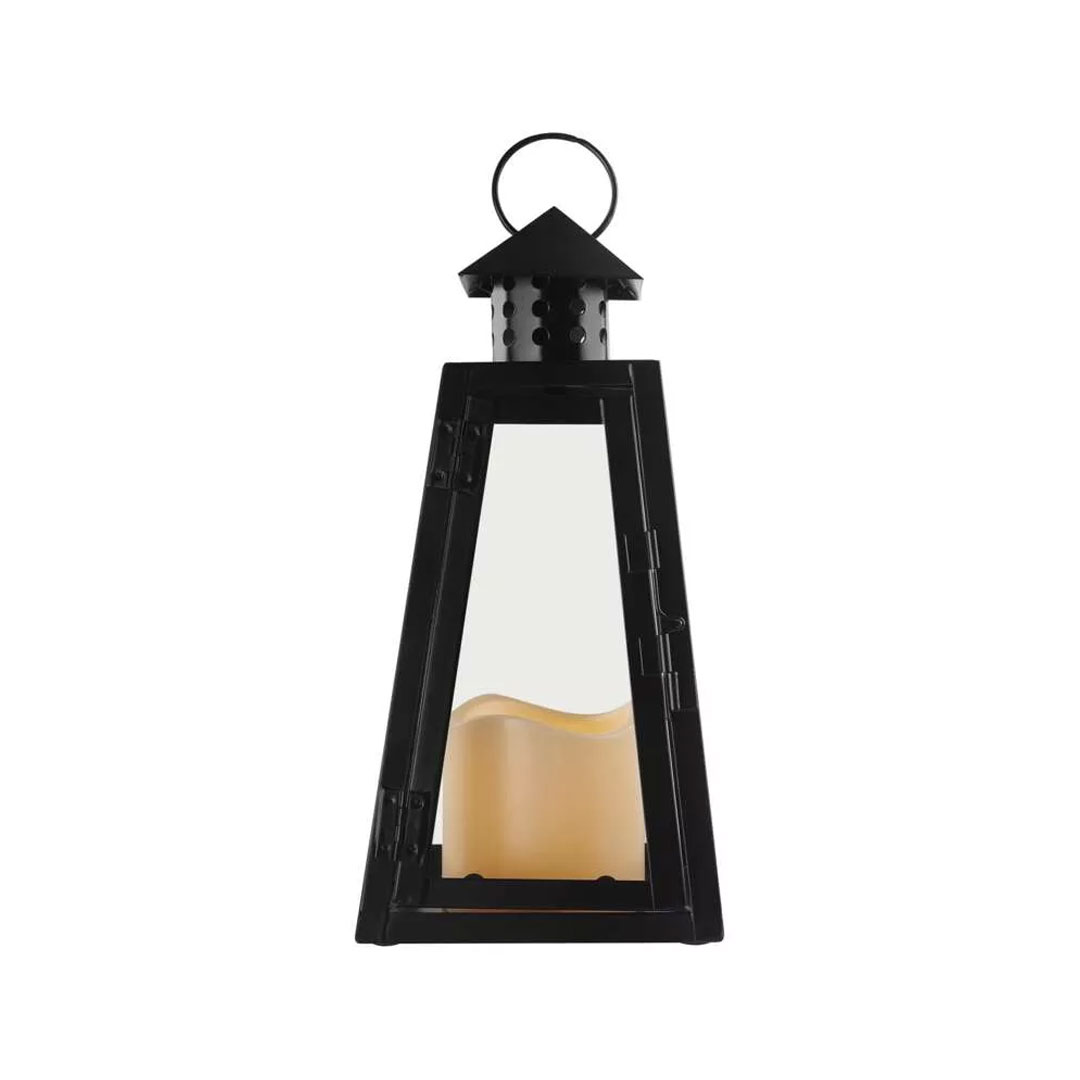 Led dekorácia lampáš čierny vnútorný, hranatý, vo vzhľade vintage 3x aaa | záhradníctvo garden team Led dekorácia lampáš čierny vnútorný hranatý vo vzhľade vintage 3x aaa