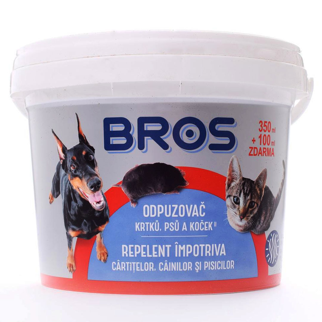 Odpudzovač krtkov, psov a mačiek bros 350ml + 100ml zdarma | záhradníctvo garden team Odpudzovač krtkov psov a mačiek bros 350ml + 100ml zdarma
