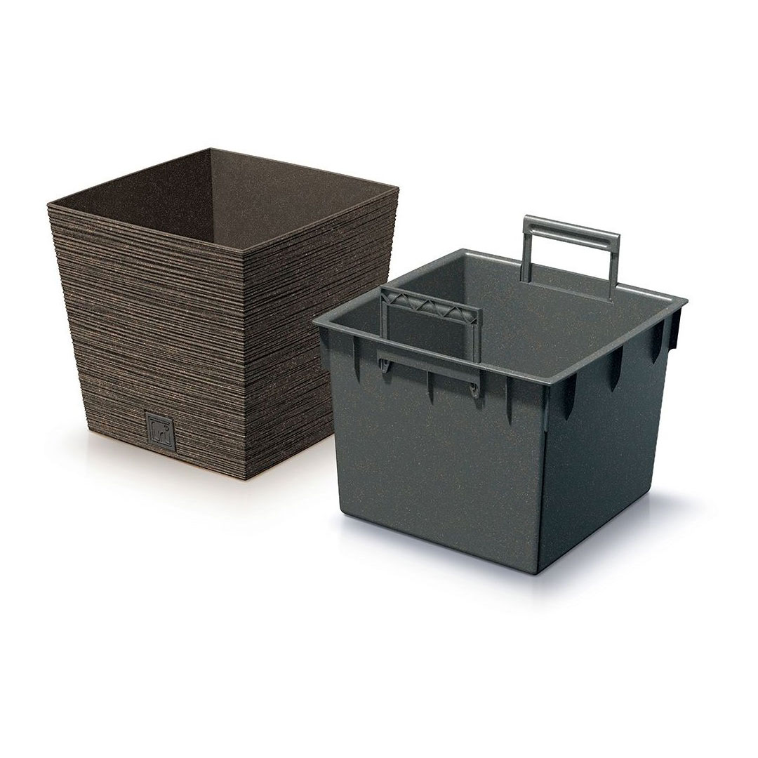Kvetináč furu square low eco wood kávový s vkladom | záhradníctvo garden team Kvetináč furu square low eco wood kávový s vkladom