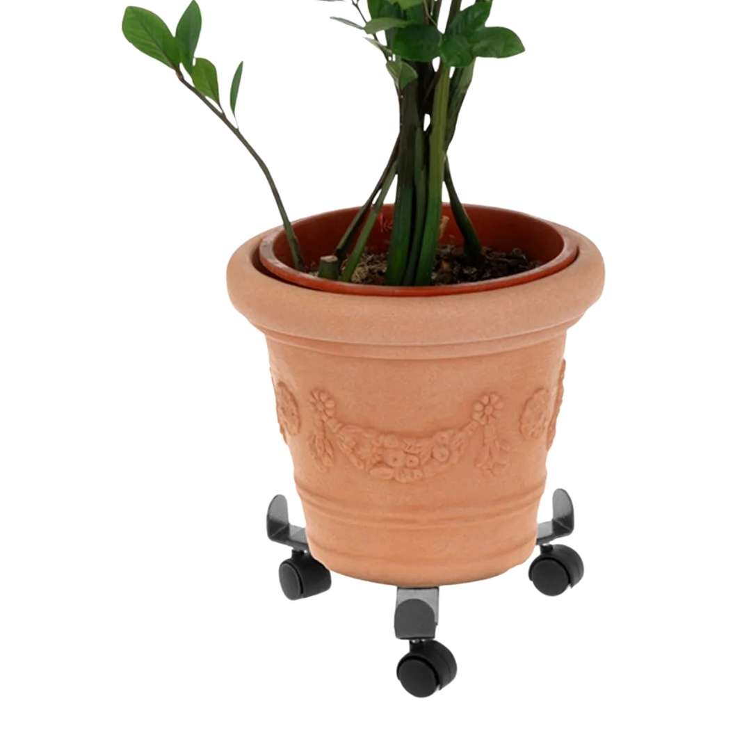 Kovový vozík pod kvetináč s kolieskami použitie | záhradníctvo garden team Kovový vozík pod kvetináč s kolieskami použitie