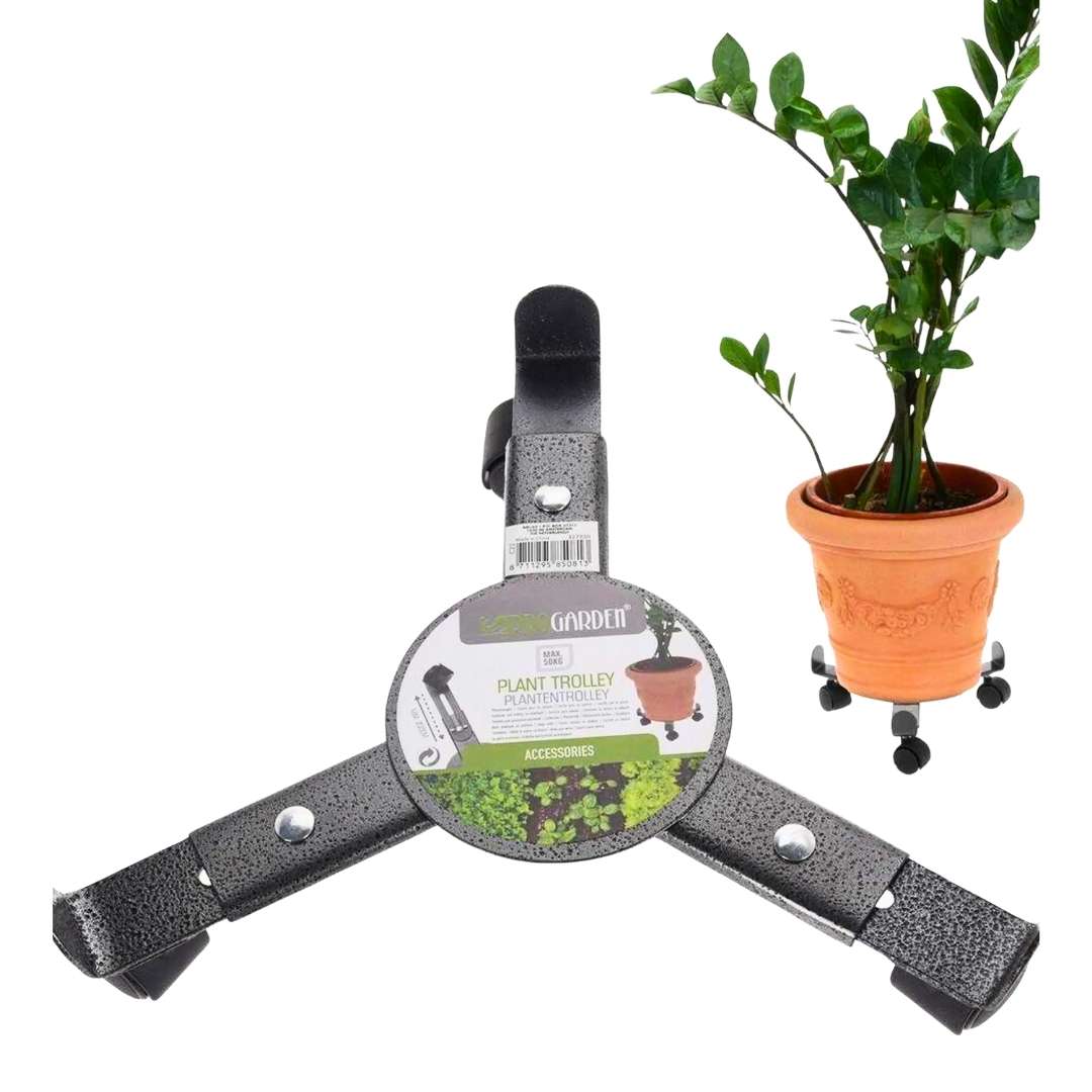 Kovový vozík pod kvetináč s kolieskami | záhradníctvo garden team Kovový vozík pod kvetináč s kolieskami