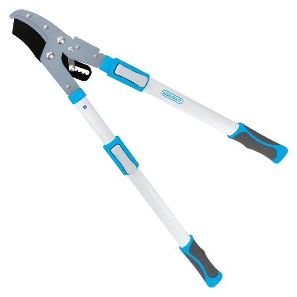 Nožnice na konáre Aquacraft 360770 s nákovkou teleskopické s vysúvacími modro-sivými rukoväťami.