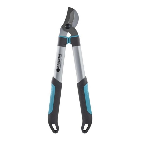 Nožnice na konáre Gardena EasyCut 500 B s ergonomickými tyrkysovo-čiernymi rukoväťami a ostrým bypass nožom.